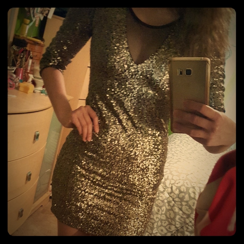 G By Guess gold sequin dress